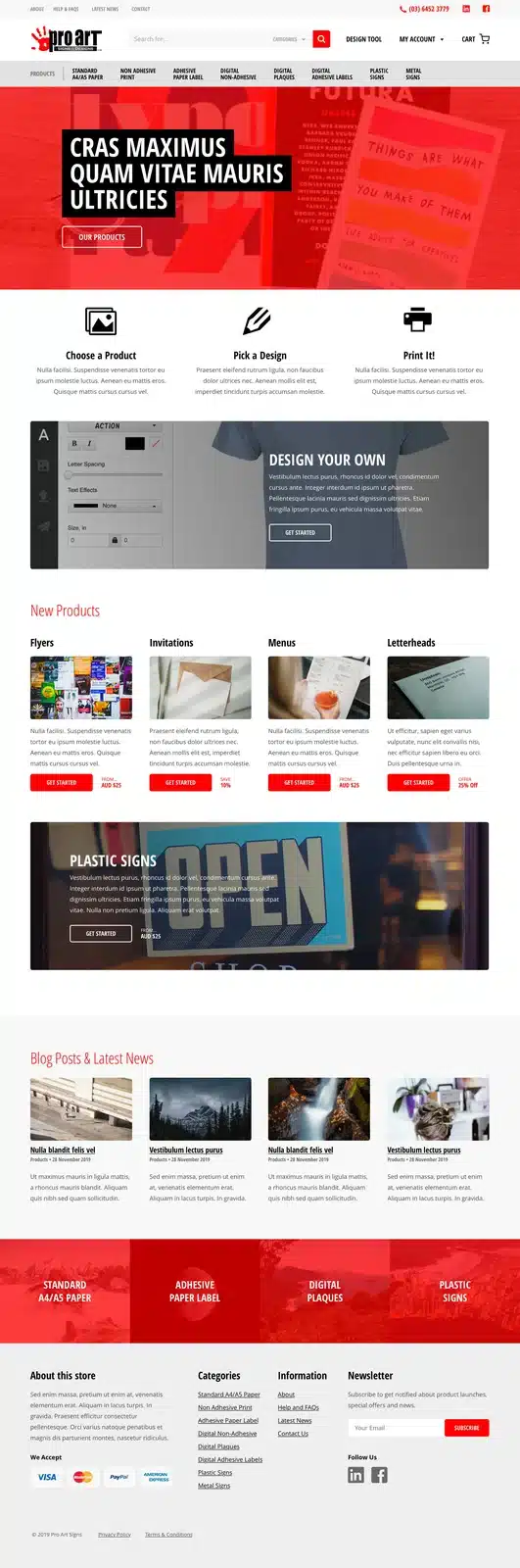 Full homepage screenshot of proartsigns.com.au